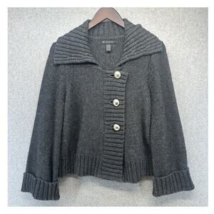 Inc Womens Sweater International Concepts Cardigan Grey Wide Collar Size L